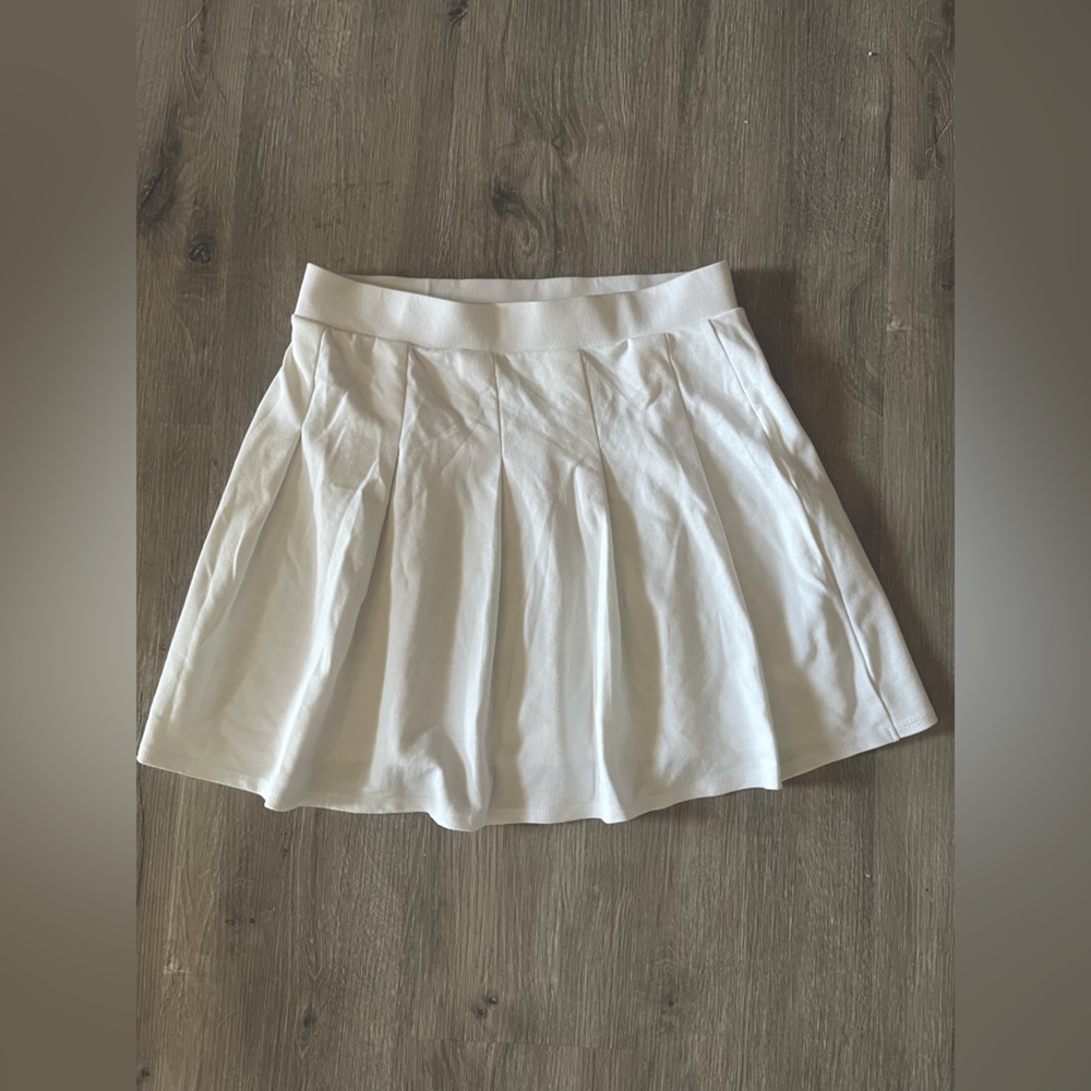 White Pleated Skater Skirt